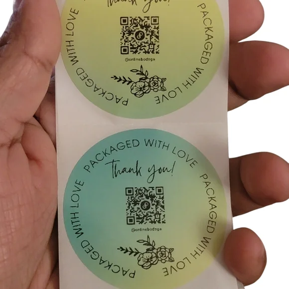2in Poshmark QR Code Customized Stickers Ombre Green - Picture 2 of 4
